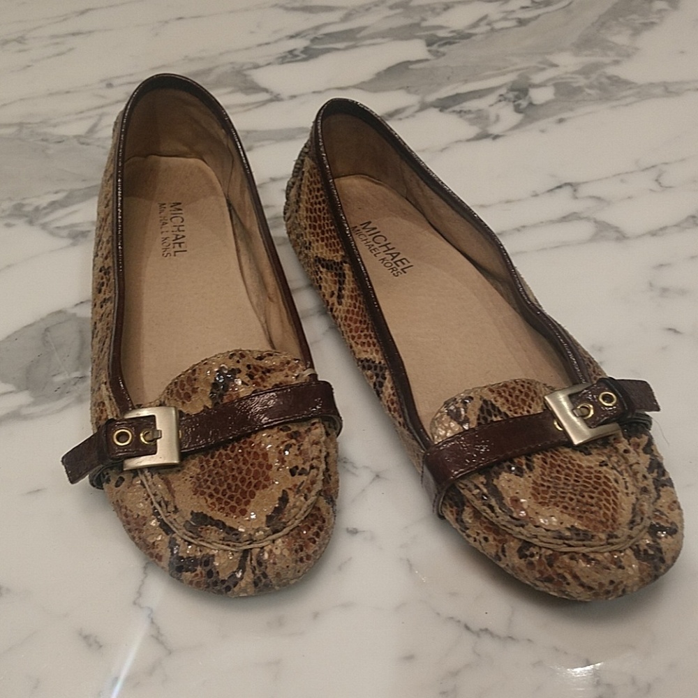 Faux snake skin moccasins